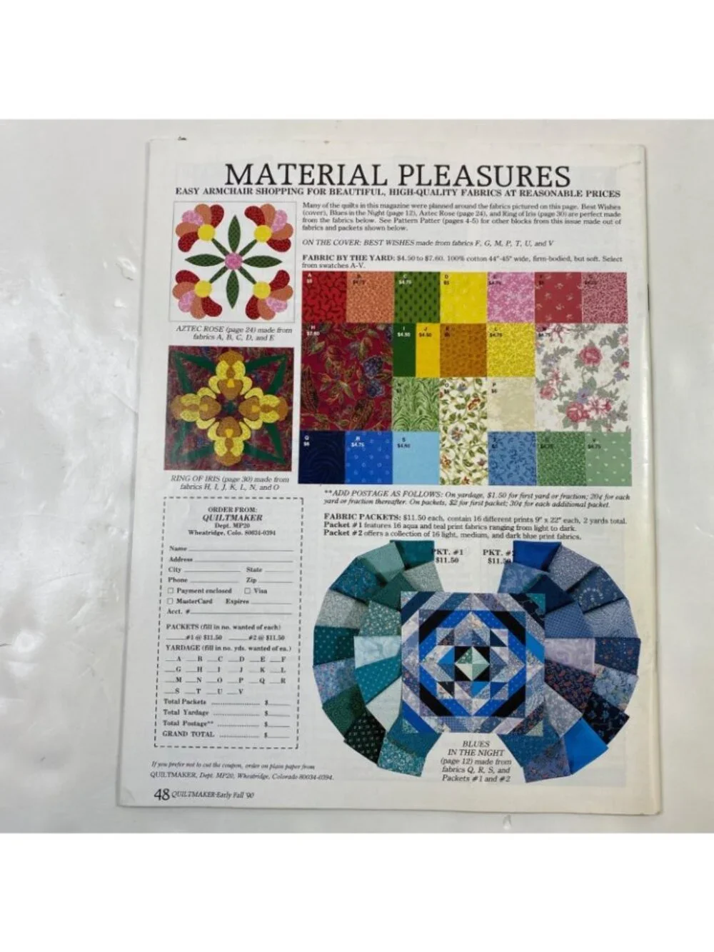 Quiltmaker Magazine No. 20 Early Fall 1990 Quilting Patterns Craft Vintage